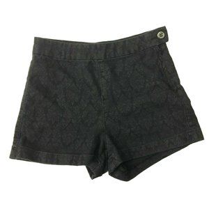 Forever 21 Womens Shorts Size 25 Black Gray Paisley Print Pattern Side Zipper